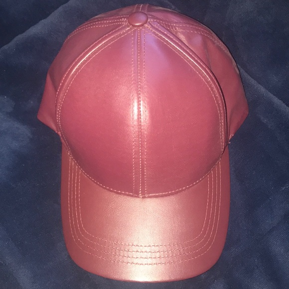 burgundy leather cap